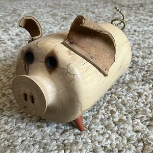 Wooden Pig Figurine